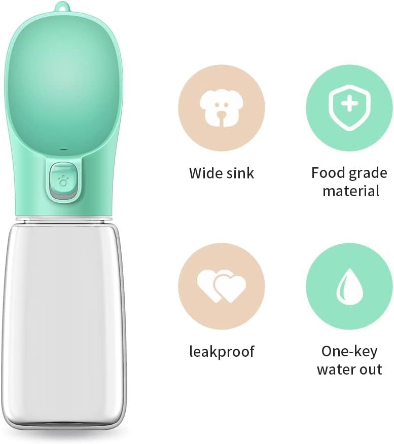 Newaner Bouteille d'eau Portable pour Chien,550ml Bouteille d'eau de Voyage antibactérienne de qualité Alimentaire pour Chien et Chat, Eau Potable pour Animal de Compagnie en Plein air – Image 4