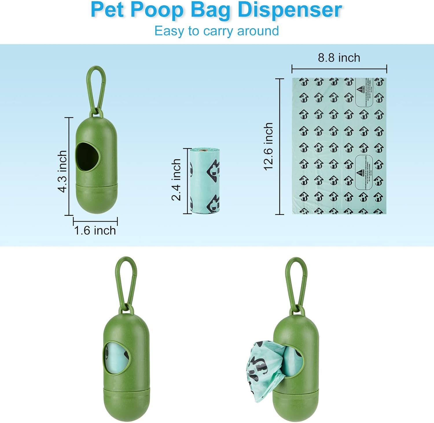 MYPIN Pelle à Litière pour Chat avec Support, Poubelle à Litière pour Chat avec 120 Sacs, Ramasse Crotte Chat de Grande Capacité – Image 3