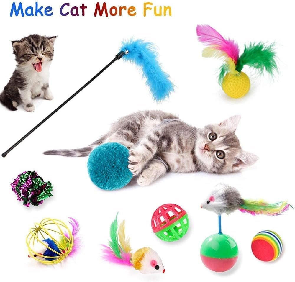 JOTOL Jouets Chat,30 Pièces Kit Jouet Chats,Jouets pour Chats Interactif Jeux Chaton avec Tunnel,Poisson,Souris,Plume,Balle Jeux Chaton – Image 4