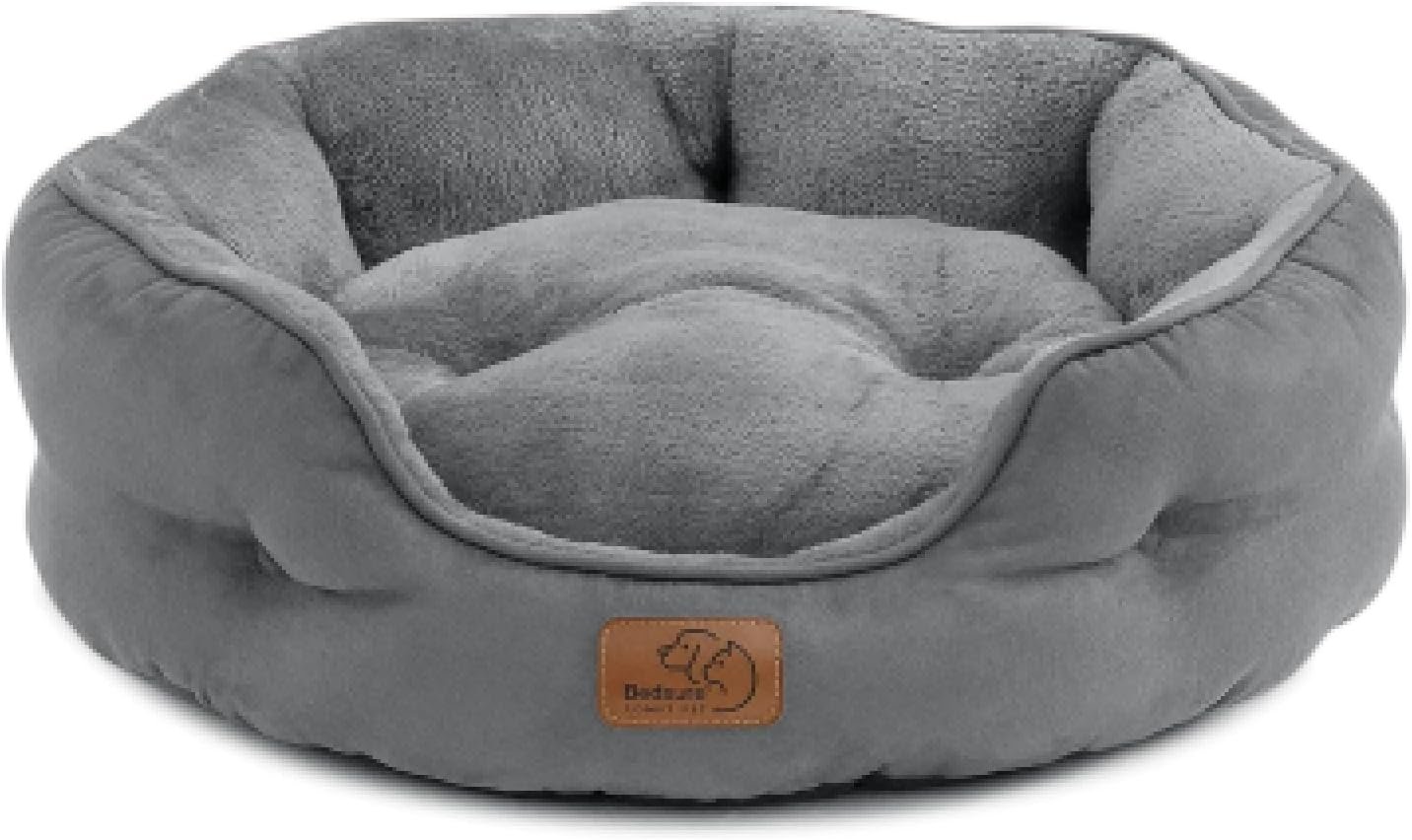 Bedsure Lit Lavable pour Chats - Canapé Antidérapant d'Intérieur, Rond Gris 51x48x15cm – Image 6