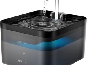 PawPoll Fontaine a Eau Chat, 2,2L, Super Silencieuse, Filtre à Carbone Activé, Facile à Mettoyer, Distributeur Eau Chat avec LED, Convient à Plusieurs Animaux de Compagnie