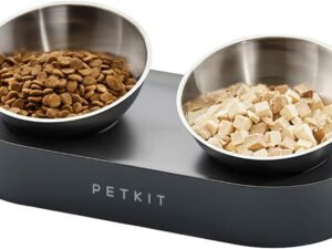 PETKIT CYBERTAIL Bol Surélevé en Acier Inoxydable, Inclinés Bols de Nourriture et alimentation Antidérapants sans Déversement pr Chats et Petits Chiens