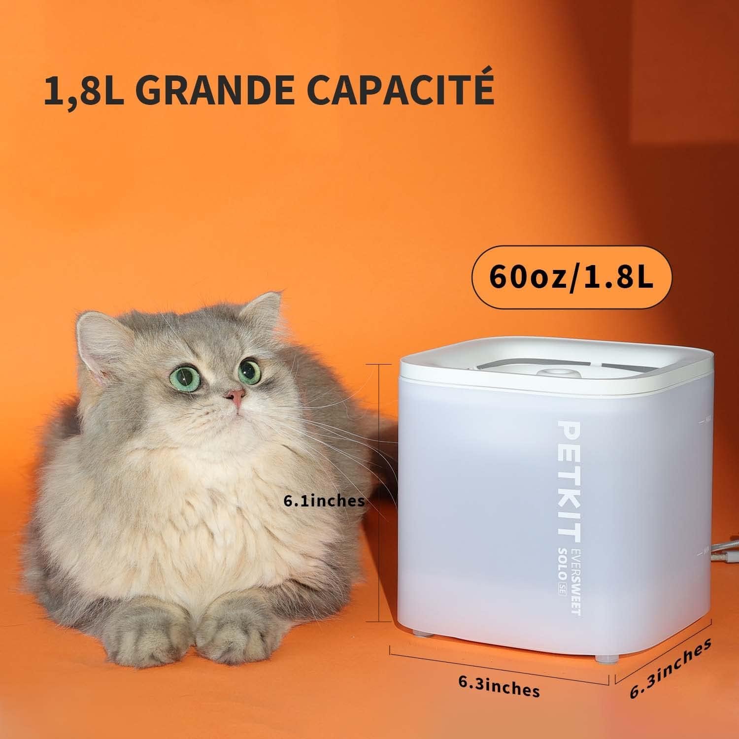 PETKIT CYBERTAIL Fontaine à Eau pour Chats, avec Pompe à Eau sans Fil, Moins de 25dB, Filtre 3.0, Equipé de Lumières LED, Capacité de 1,8L pour Chats Chiens et D’Autres Animaux de Compagnie – Image 8