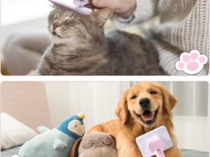 Vinabo Brosse Autonettoyante Pour Animaux de Compagnie,Brosse Pour Poils Longs et Courts,Pour Chiens Chats Eliminer Efficacement des Tomentose Sous-poil Tangles , Rose