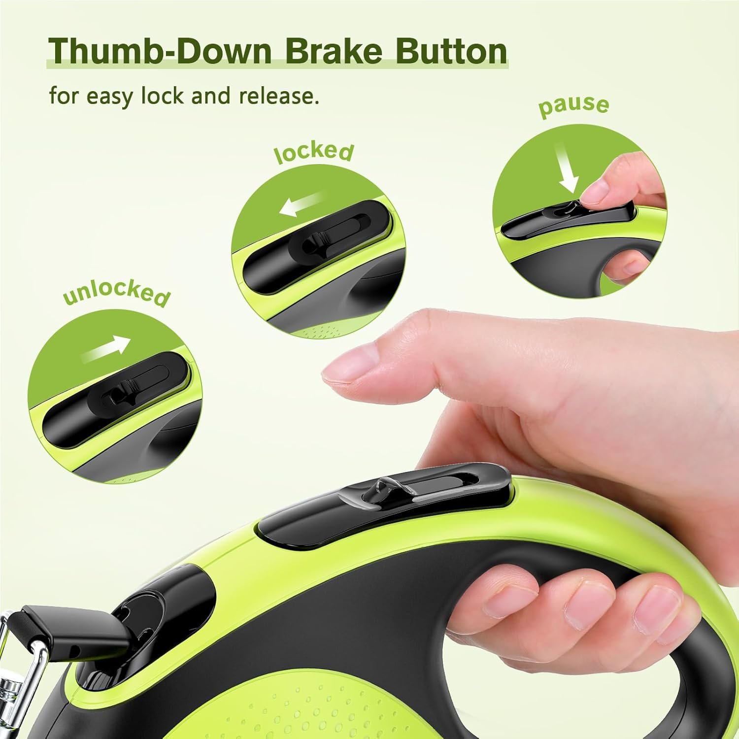 Pecute Laisse Chien Enrouleur 8m, Laisses Rétractables pour Chiens(Jusqu'à 50Kg), avec Un Boutton S'arrêter Bloquer, Ruban en Nylon avec Coutures Réfléchissantes, pour Petit, Moyen et Grand Chiens – Image 7