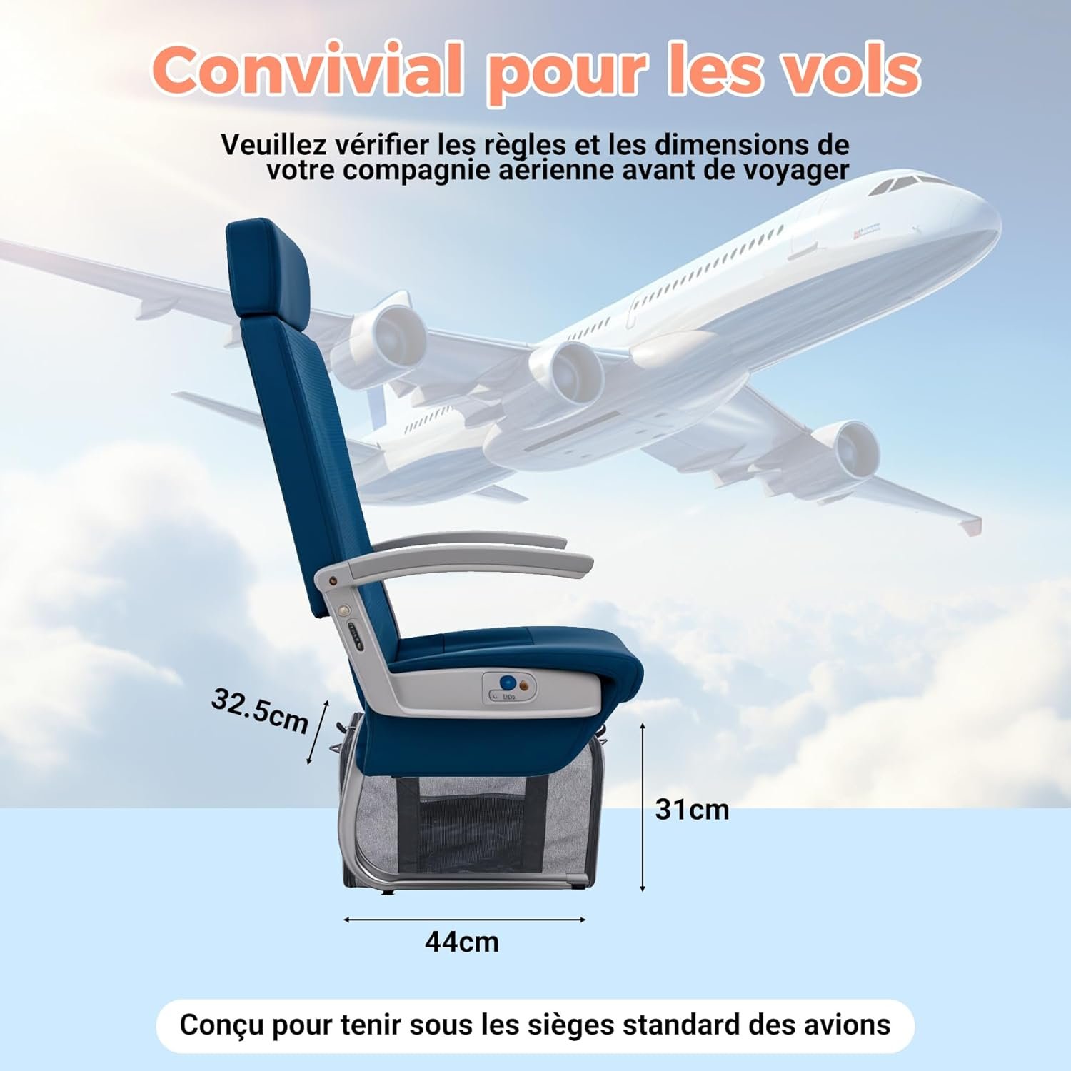 Sac Transport avec roulettes Amovibles pour Les Petits Chiens et Chats, Caisse de Transport Avion Cabine, Chariot pour Chien Charge jusqu'à 9kg (Gris) – Image 4