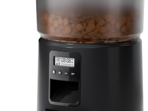 Distributeur Croquettes Chat Automatique - Distributeur Croquettes Chat avec Minuterie Programmable - 1-6 Repas par Jour - avec Appuyez sur Le Couvercle et Fonction D'Enregistrement 10s - 3L