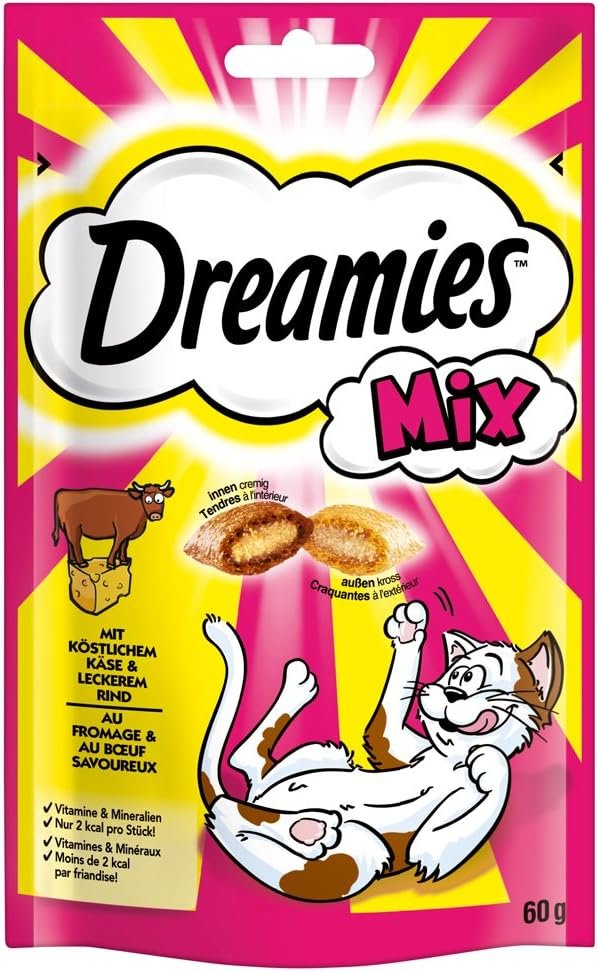 Dreamies Mélange de friandises pour Chat avec bœuf et Fromage - Croustillant à l'extérieur et crémeux à l'intérieur - 6 x 60 g – Image 3