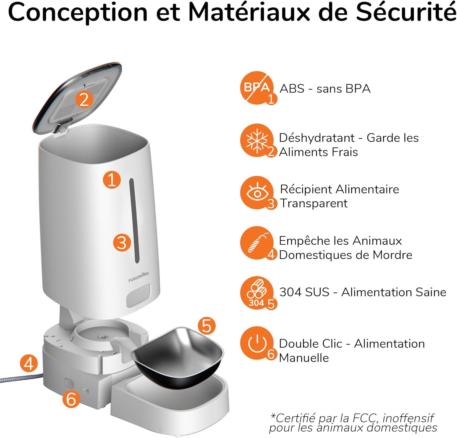 FUKUMARU Distributeur Croquettes Chat Automatique, 4L Distributeur Croquettes pour Chiens et Chats avec 2 Bols en Acier Inoxydable, 10 Repas par Jour et Contrôle de la Minuterie – Image 9