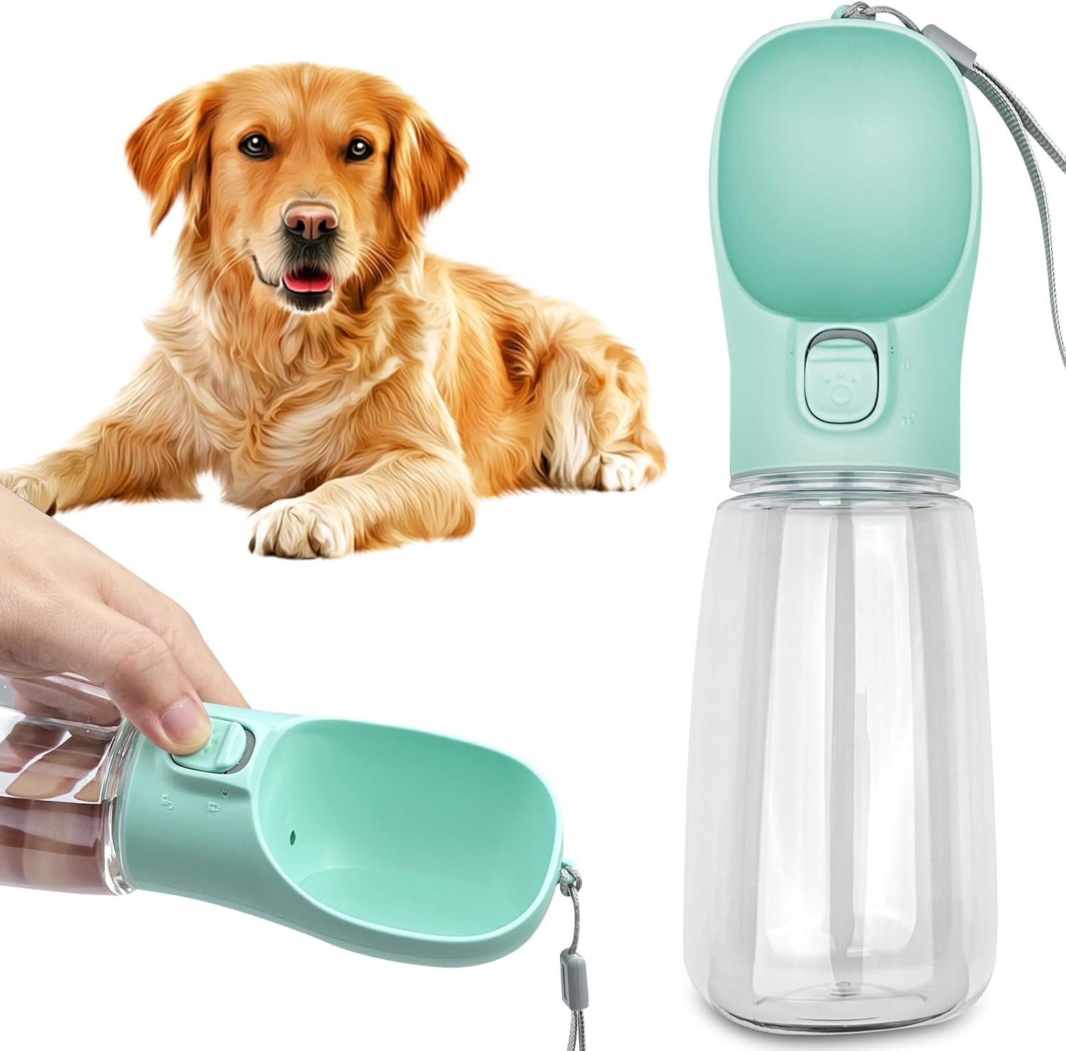 Newaner Bouteille d'eau Portable pour Chien,550ml Bouteille d'eau de Voyage antibactérienne de qualité Alimentaire pour Chien et Chat, Eau Potable pour Animal de Compagnie en Plein air