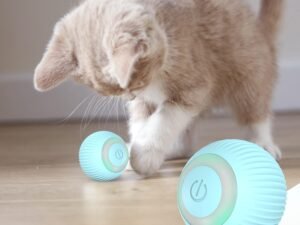Iokheira Jouets pour Chats, Balle Chat avec LED Lumières,Jouet Chat Interactif Interieur pour Chat Chien Chatons,Rotation Automatique et Chargement