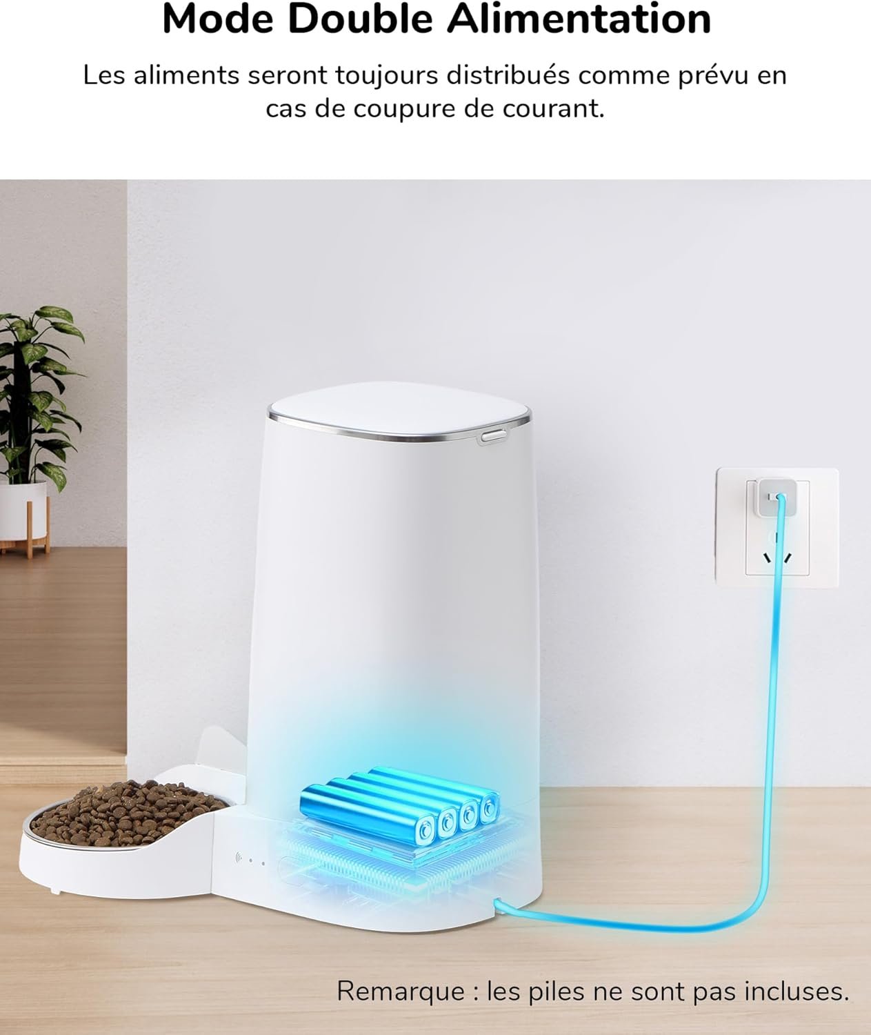 FUKUMARU Distributeur Croquettes Chat Automatique, 4L Distributeur Croquettes pour Chiens et Chats avec 2 Bols en Acier Inoxydable, 10 Repas par Jour et Contrôle de la Minuterie – Image 7