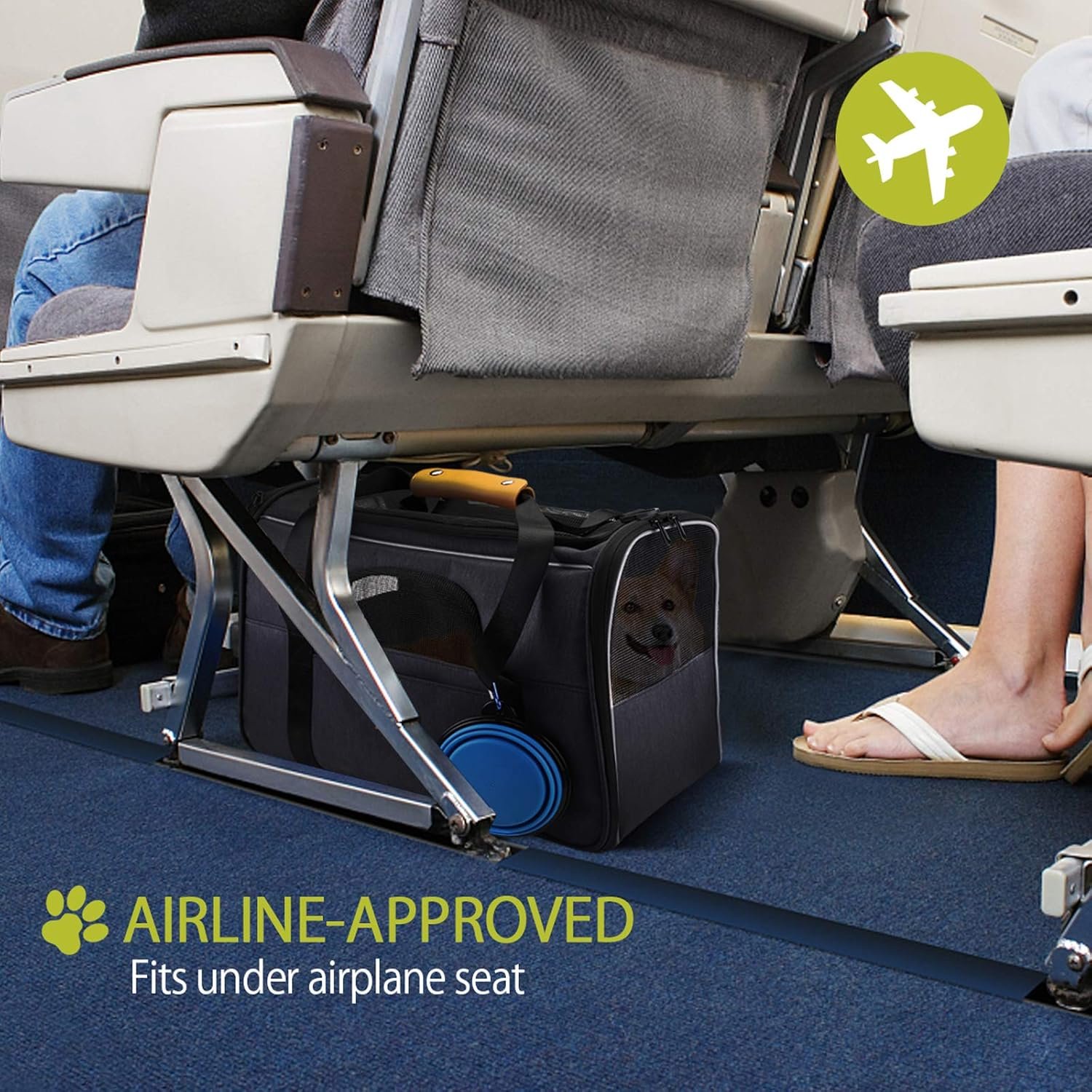 Morpilot Sac Transport Chat Chien, Caisse de Transport Chat Respirant et Pliable Cage Transport Chat avec Matelas en Peluche Amovible + Bol (Accepté au Maximum 15lbs/7kg,44 * 31 * 34cm) – Image 4