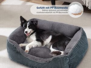FURTIME Panier pour Chien Moyen Taille, Lit Chien Lavable, Antidérapant Coussin Anti-anxiété pour Petit Moyen Chiens et Chats, 63x53x20cm
