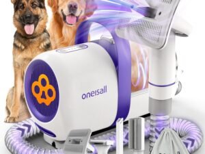 oneisall Aspirateur Poil de Chien et Chat, Aspirateur Poils d'animaux avec la Brosse, 12000Pa Puissance d'Aspiration, Elimine 99.99% des Poils d'animaux avec 4 Accessoires de Soins, 1.5L Capacité