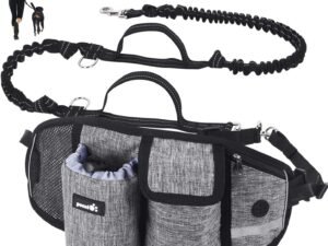 Pecute Laisse Chien Laisse Mains Libres Chien Jusqu'à 110kg Absorption de Choc, Confortable, Couture Réfléchissante, Idéal pour Course à Pied, Jogging et Marche