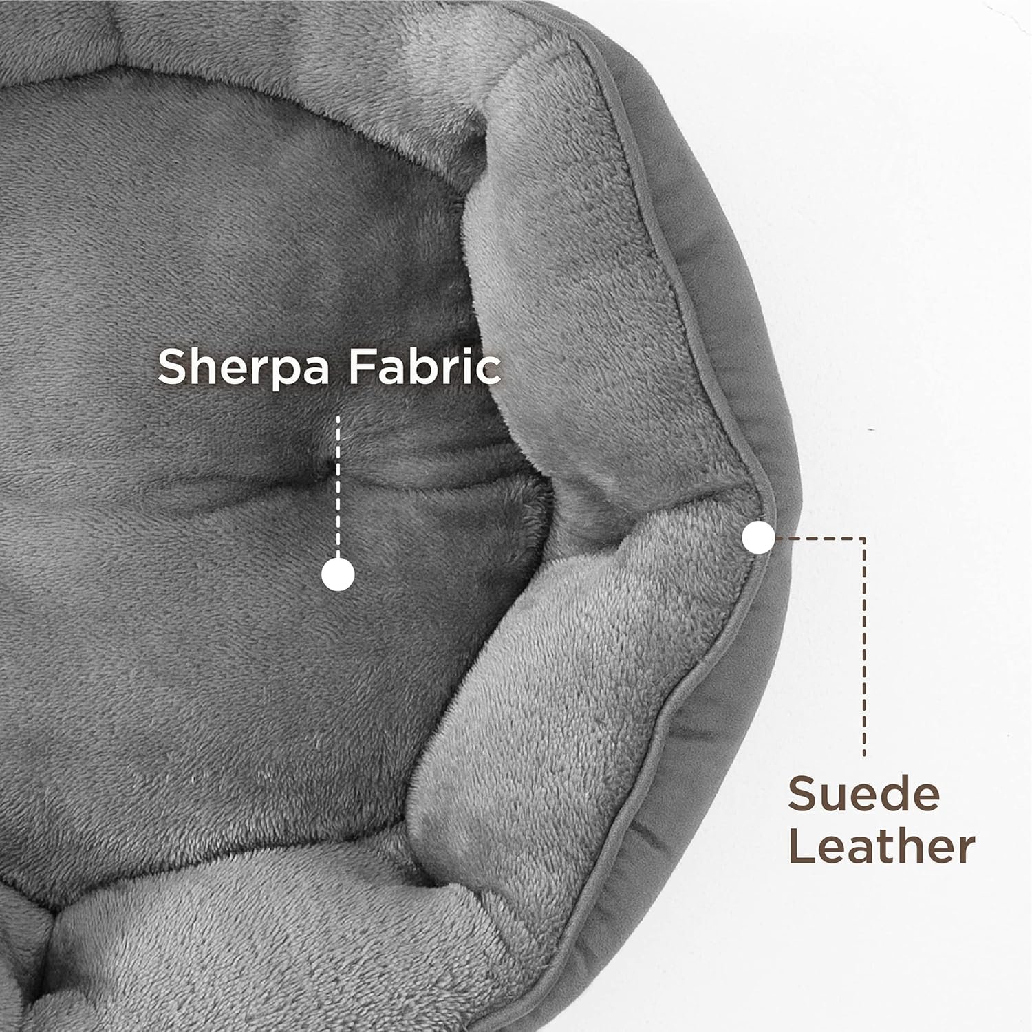 Bedsure Lit Lavable pour Chats - Canapé Antidérapant d'Intérieur, Rond Gris 51x48x15cm – Image 4