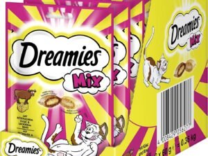 Dreamies Mélange de friandises pour Chat avec bœuf et Fromage - Croustillant à l'extérieur et crémeux à l'intérieur - 6 x 60 g