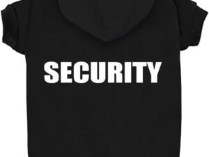 Izefia Vêtements pour Chien Sweats à Capuche Security Imprimé Vêtements Sweat-Shirt Chaud Manteau de Veste en Coton pour Petit Chien Moyen Chat Noir M