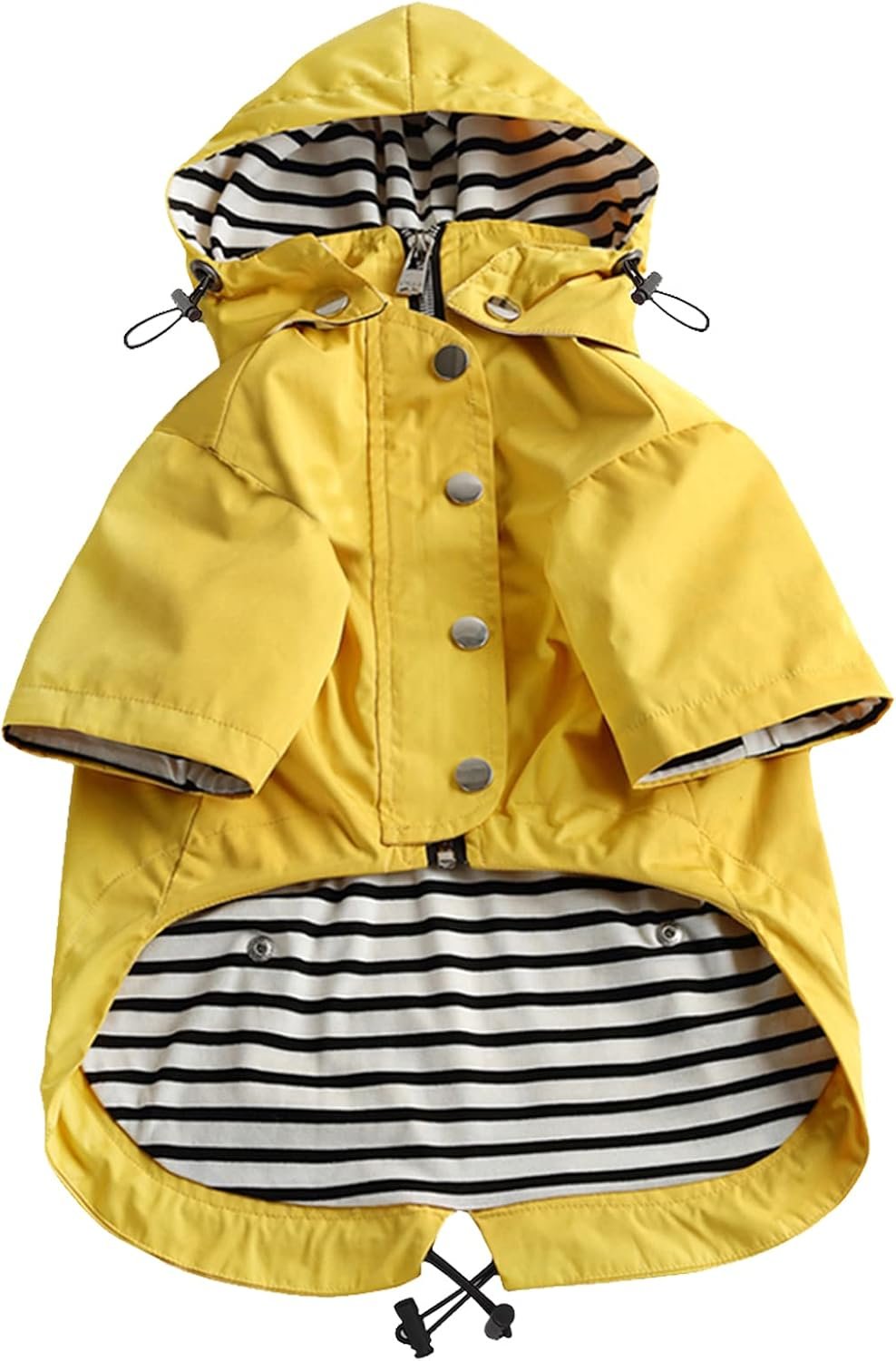 MOREZI Imperméable pour Chien, avec Boutons et Fermetures éclair réfléchissants, imperméable/Pluie, Cordon de Serrage réglable, Capuche Amovible-Jaune – Image 3