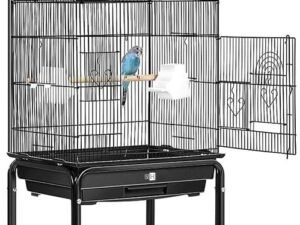 VIVOHOME Cage à Oiseaux de 162cm avec Plateau de Jeu et Support Roulant pour Perroquets Conures Inséparables Calopsittes Perruches