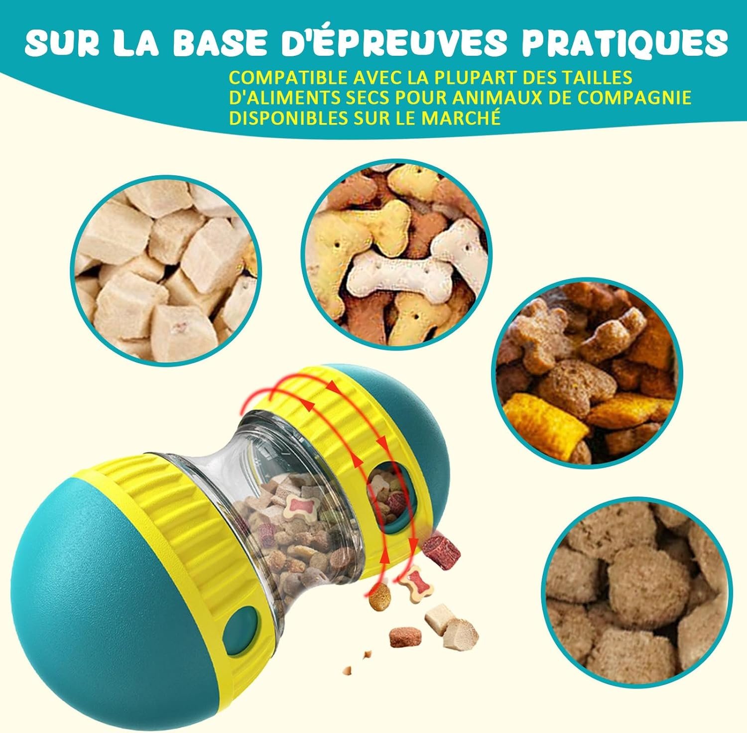 Jouet pour Chien Indestructible, Jouets pour Chiens Interactif de Mangeoire, Distributeur Croquettes Jouet Occupation pour Chiot, Cadeau d'anniversaire pour Chien à Couinement (Bleu) – Image 5