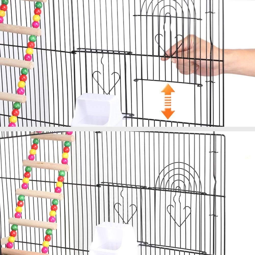 Yaheetech Cage à Oiseaux avec 3 Jouets Poignée Portable 4 Mangeoires 3 Perchoirs Cage pour Perruche Calopsitte Conure Pinson Canaris 46 x 35,5 x 99 cm – Image 5