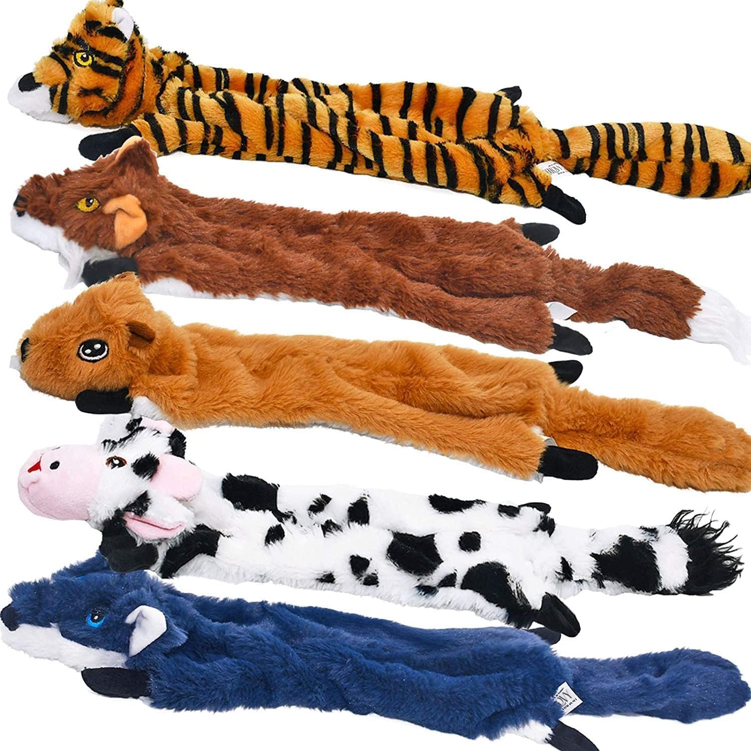 SHARLOVY Dog Squeaky Toys 5 Pack, Jouets pour Animaux de Compagnie Jouet pour Chien froissé Pas de Rembourrage Animaux Peluche pour Chien Jouet à mâcher pour Chiens de Grande Taille et de Taille
