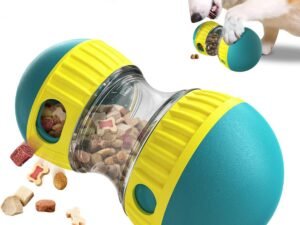 Jouet pour Chien Indestructible, Jouets pour Chiens Interactif de Mangeoire, Distributeur Croquettes Jouet Occupation pour Chiot, Cadeau d'anniversaire pour Chien à Couinement (Bleu)