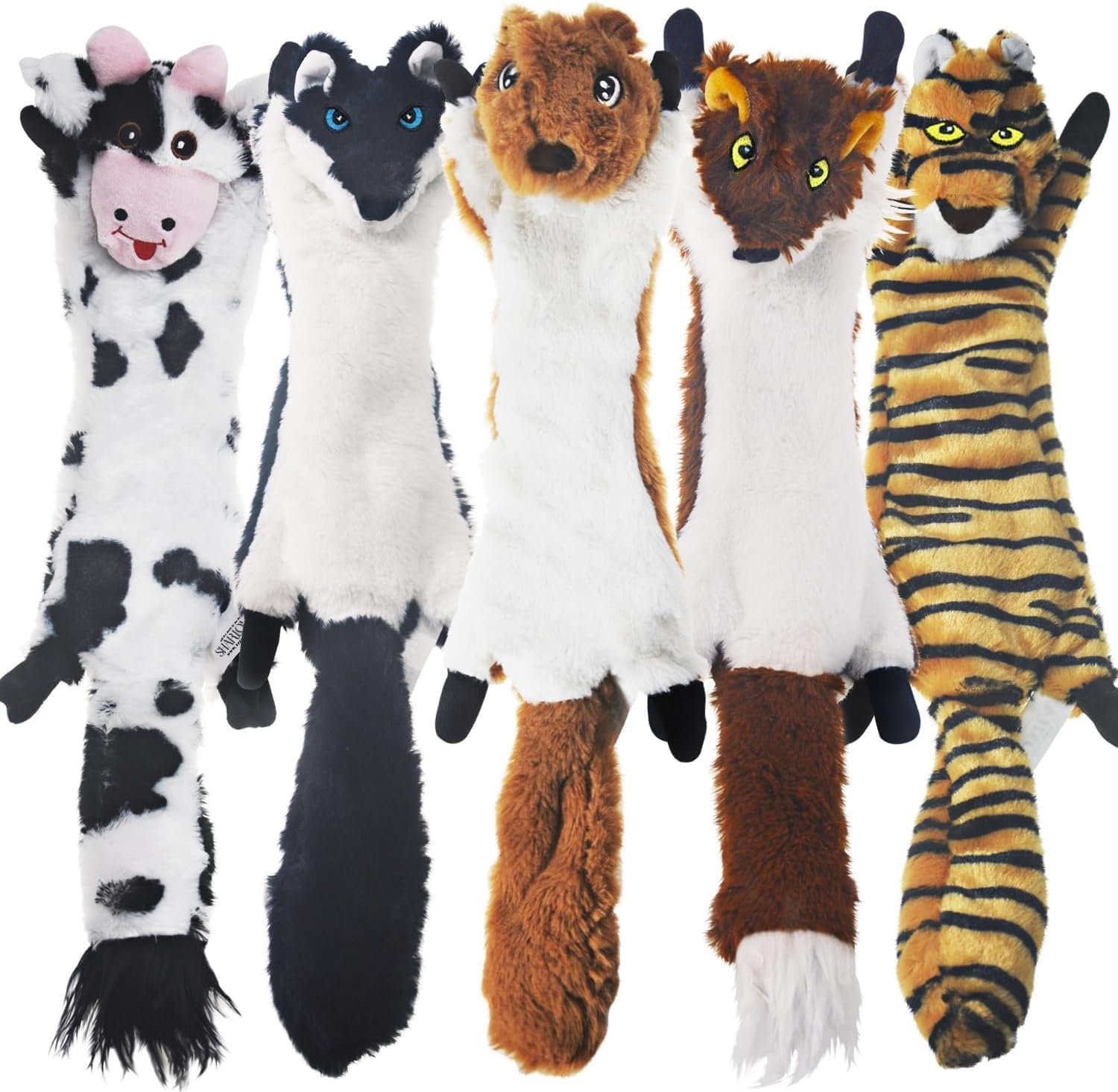 SHARLOVY Dog Squeaky Toys 5 Pack, Jouets pour Animaux de Compagnie Jouet pour Chien froissé Pas de Rembourrage Animaux Peluche pour Chien Jouet à mâcher pour Chiens de Grande Taille et de Taille – Image 2