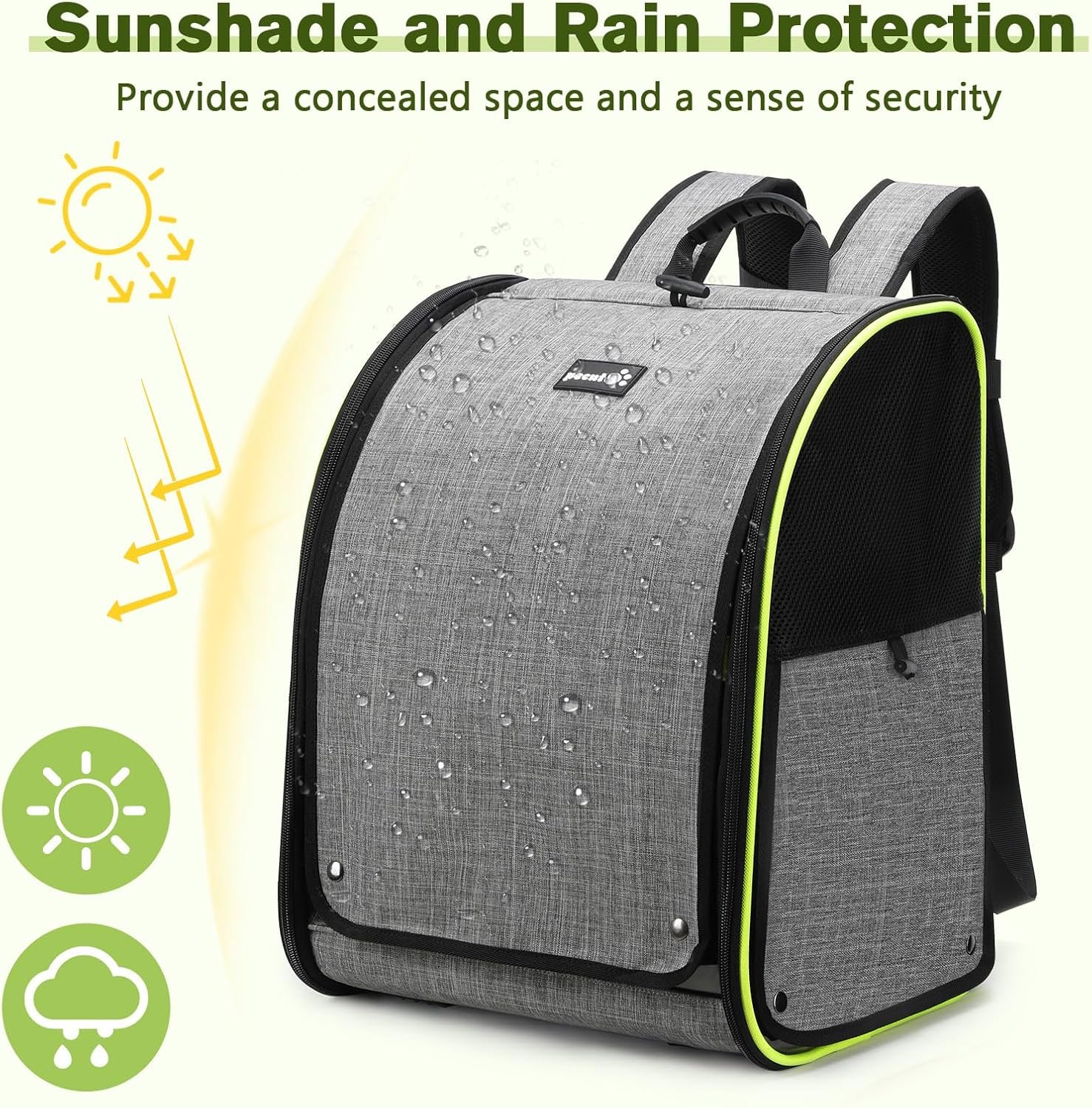 Pecute Sac à Dos de Transport Oiseau avec Rideaux Imperméable Anti-Soleil, Cage Transparente avec 4 Accessoires, pour Perroquet Carani Perruche – Image 3