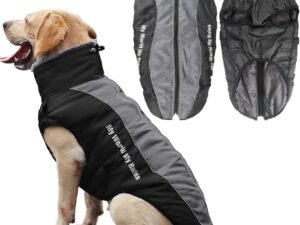 Idepet Manteau de Chien Veste Chaude, taille XL, Combinaison de Neige réfléchissante pour Animaux de Compagnie imperméable en Plein air pour Chien vêtements Tenue Gilet avec Trou de Harnais