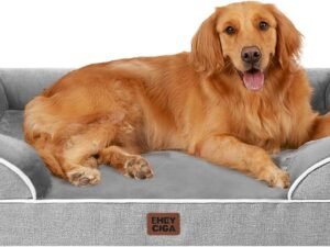 EHEYCIGA Panier Chien Grande Taille XXL Orthopedique, Memoire de Forme Lit pour Chien Dehoussable Lavable, Canapé Chiens Imperméable, Gris