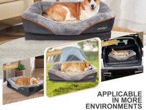 JOYELF lit de Chien orthopédique Grand lit pour Animal de Compagnie en Mousse à mémoire avec Housse Lavable Amovible et Jouet grinçant comme Cadeau