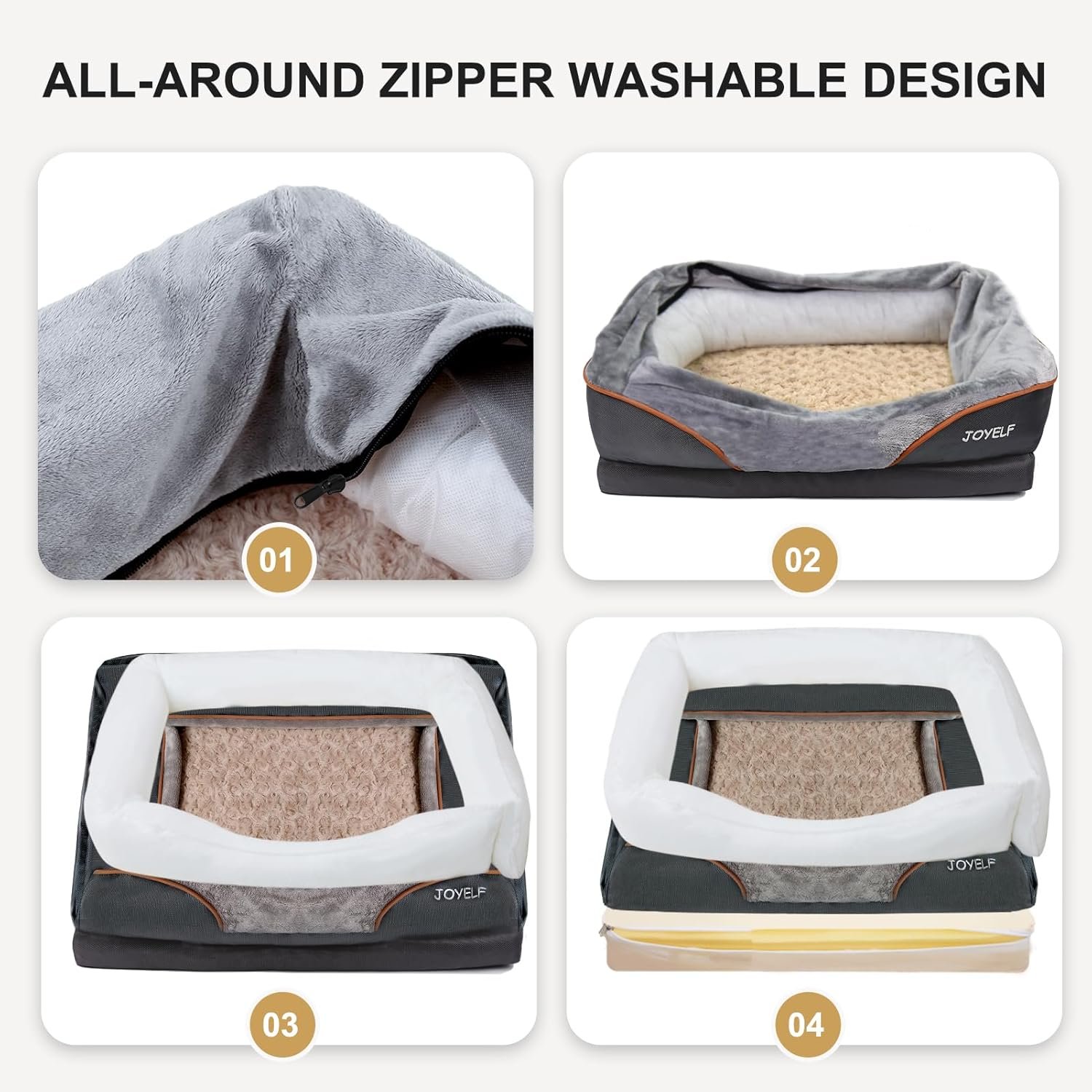 JOYELF lit de Chien orthopédique Grand lit pour Animal de Compagnie en Mousse à mémoire avec Housse Lavable Amovible et Jouet grinçant comme Cadeau – Image 3