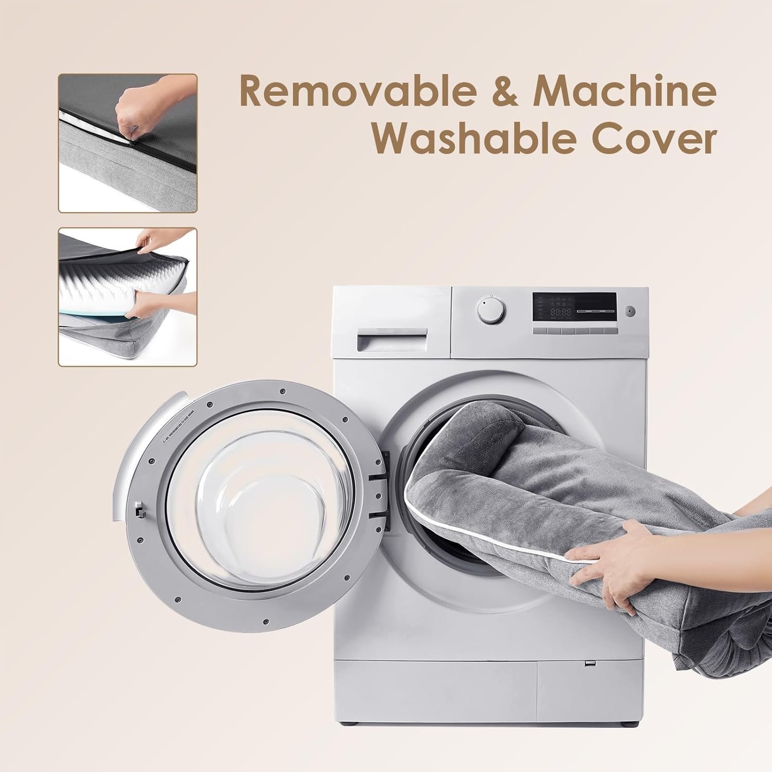 EHEYCIGA Panier Chien Grande Taille XXL Orthopedique, Memoire de Forme Lit pour Chien Dehoussable Lavable, Canapé Chiens Imperméable, Gris – Image 7